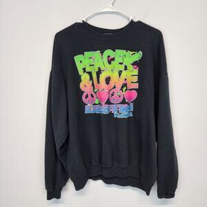 Vintage Destin Florida Neon Graffiti Sweatshirt Size L Black Crew Street Casual